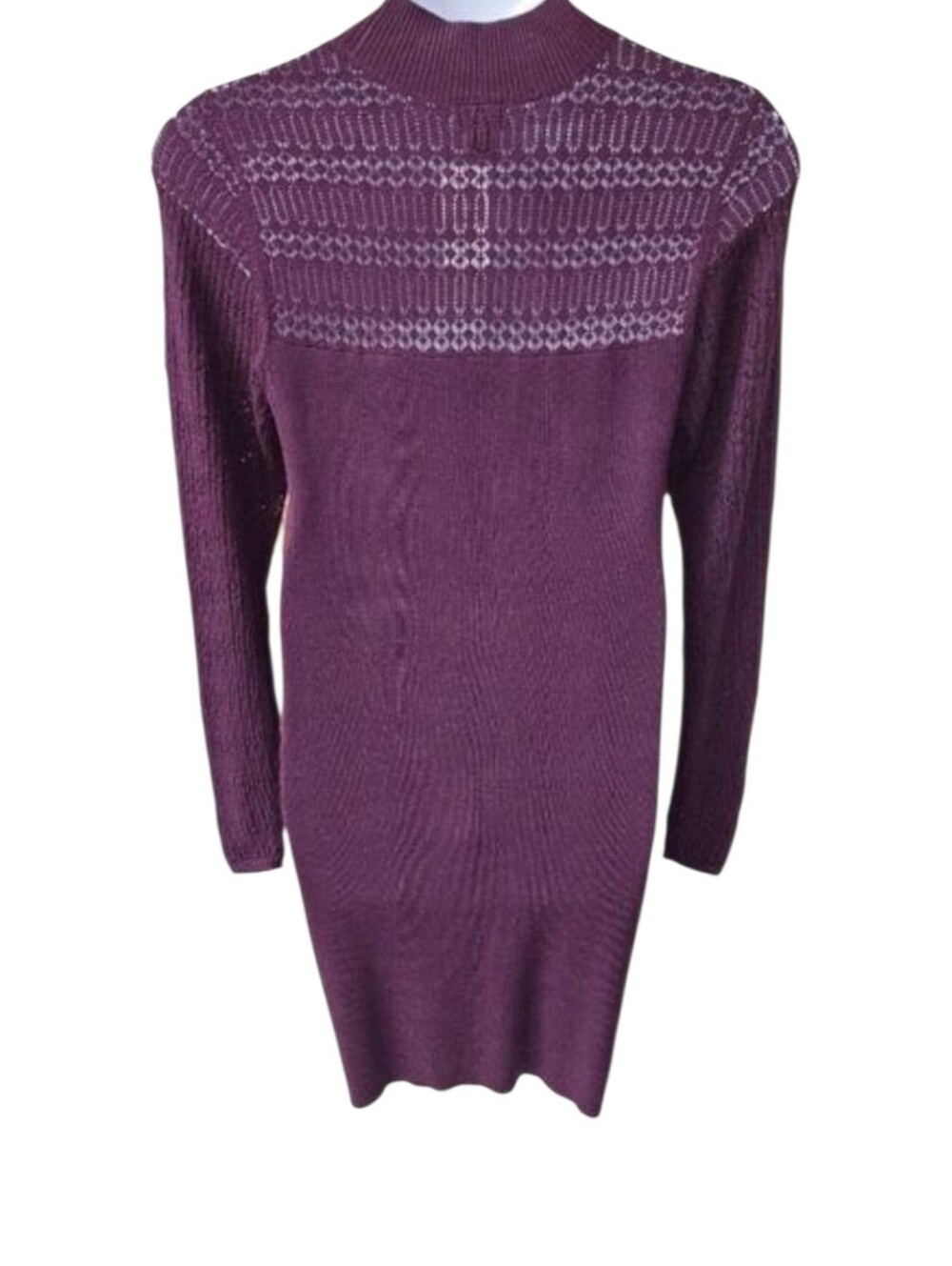 Torrid 2X Plum long sleeve Mock Neck Pointelle Midi Sweater Dress NWT - Picture 8 of 15